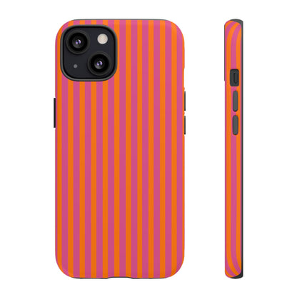 Orange and Pink Striped Tough Phone Case Cover - iPhone 13 / Matte - Phone Case