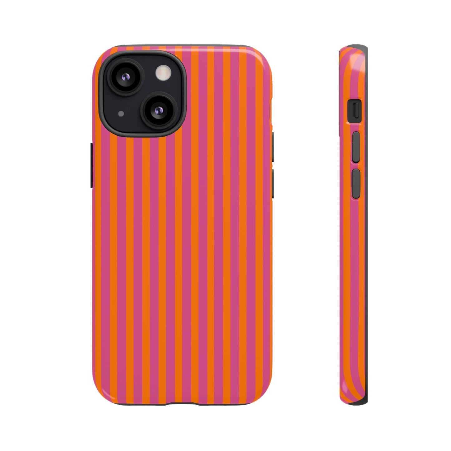 Orange and Pink Striped Tough Phone Case Cover - iPhone 13 Mini / Glossy - Phone Case