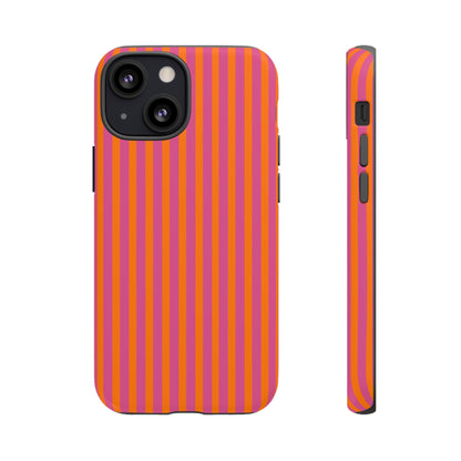 Orange and Pink Striped Tough Phone Case Cover - iPhone 13 Mini / Matte - Phone Case