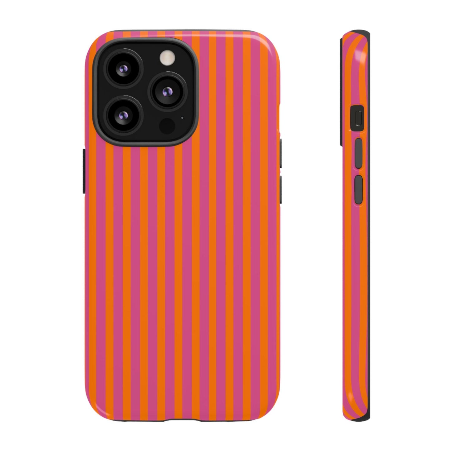 Orange and Pink Striped Tough Phone Case Cover - iPhone 13 Pro / Glossy - Phone Case