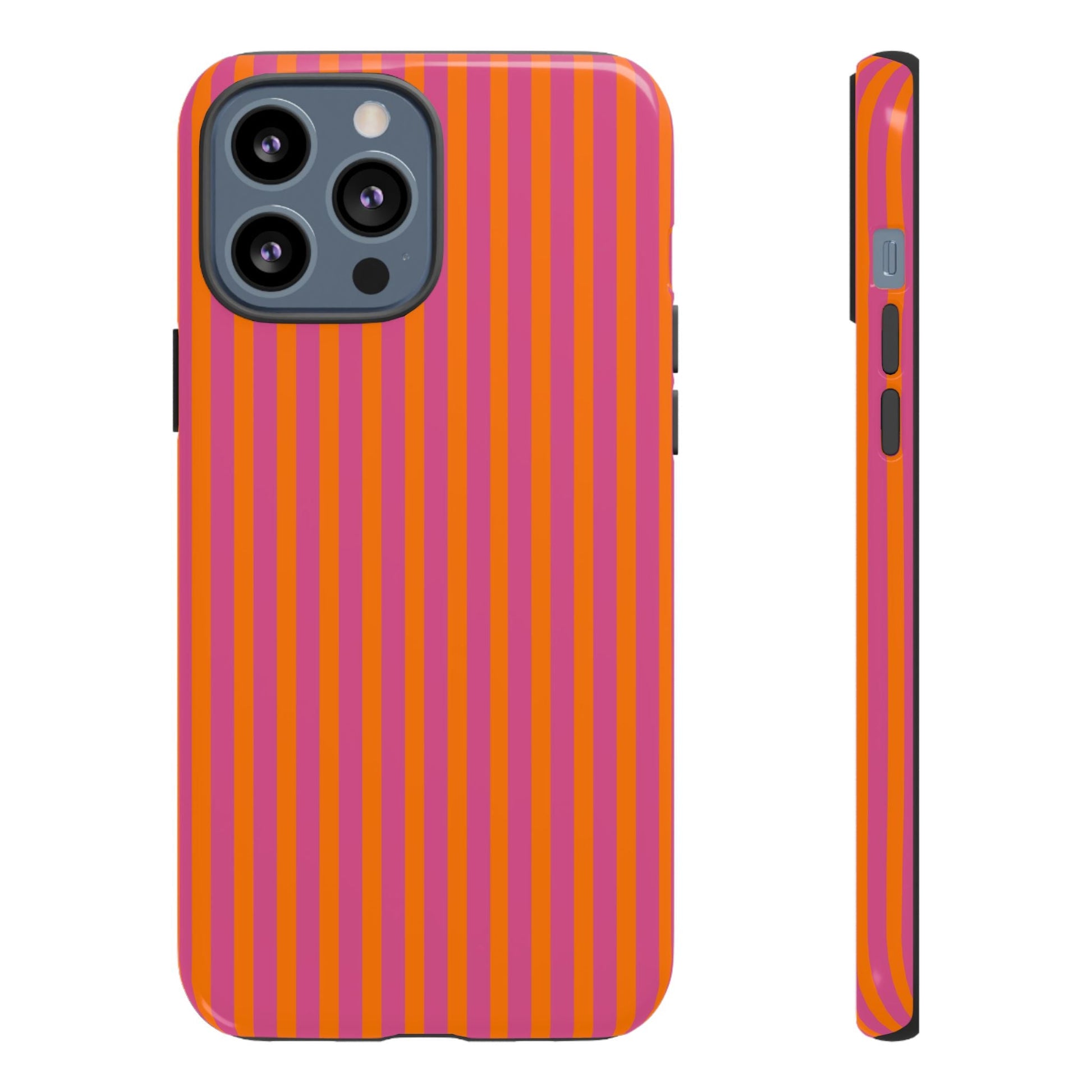 Orange and Pink Striped Tough Phone Case Cover - iPhone 13 Pro Max / Glossy - Phone Case