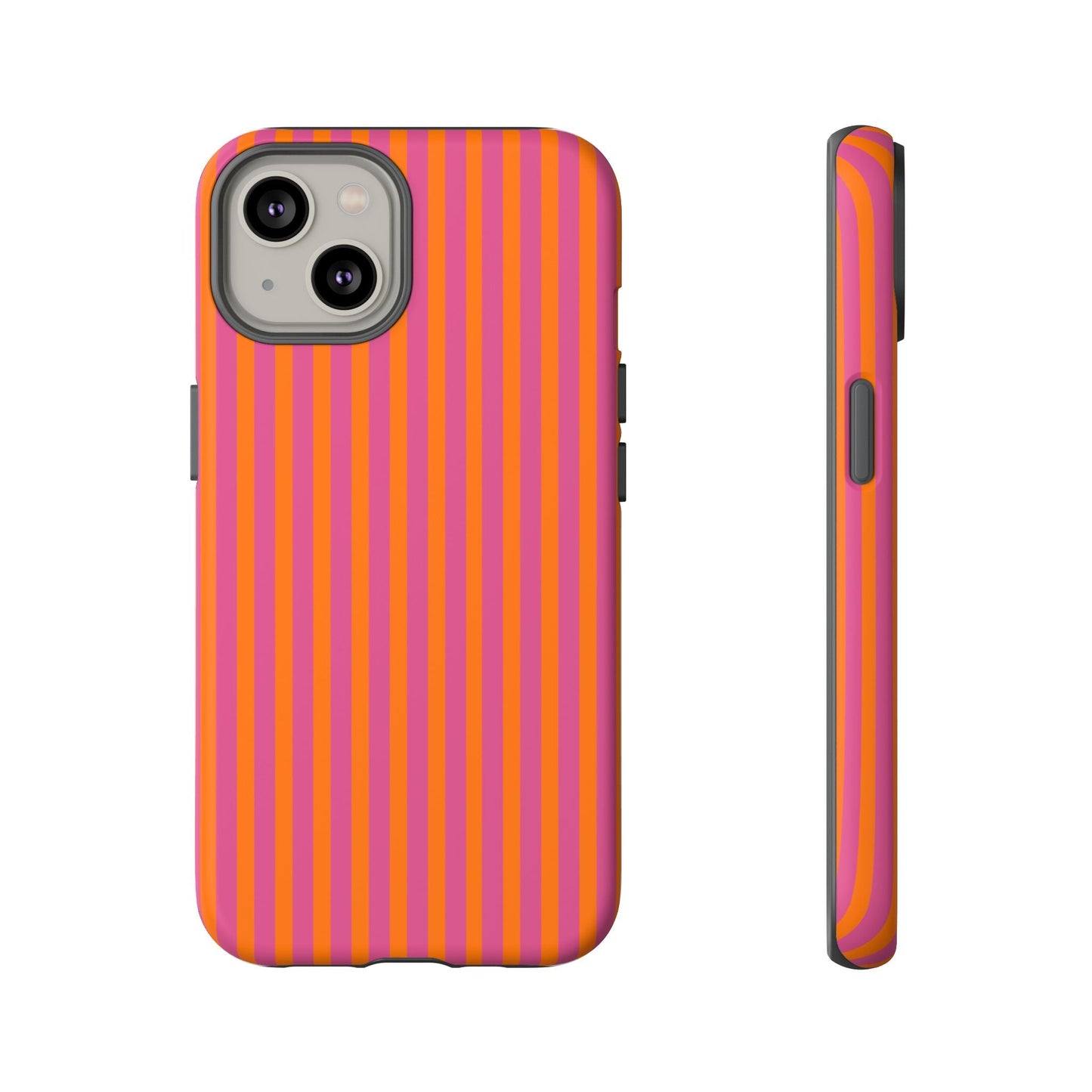 Orange and Pink Striped Tough Phone Case Cover - iPhone 14 / Matte - Phone Case