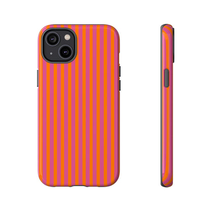 Orange and Pink Striped Tough Phone Case Cover - iPhone 14 Plus / Glossy - Phone Case