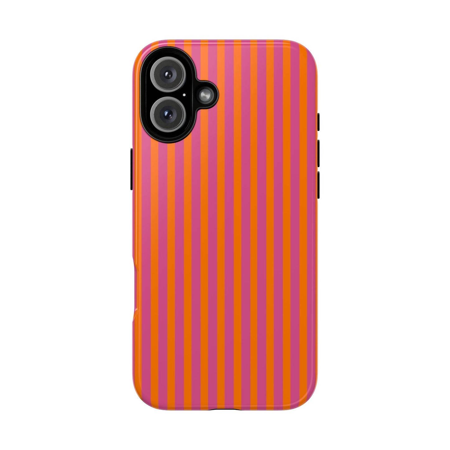 Orange and Pink Striped Tough Phone Case Cover - iPhone 16 Plus / Glossy - Phone Case