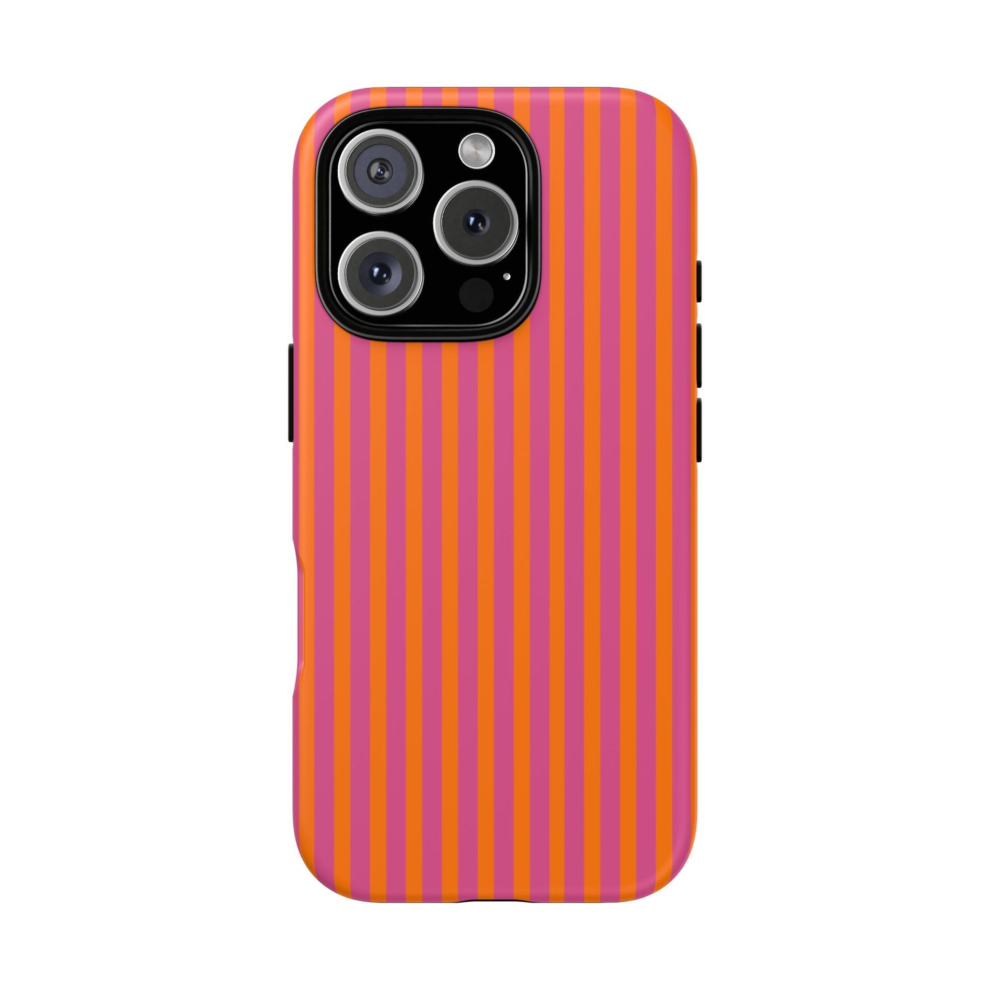 Orange and Pink Striped Tough Phone Case Cover - iPhone 16 Pro / Matte - Phone Case