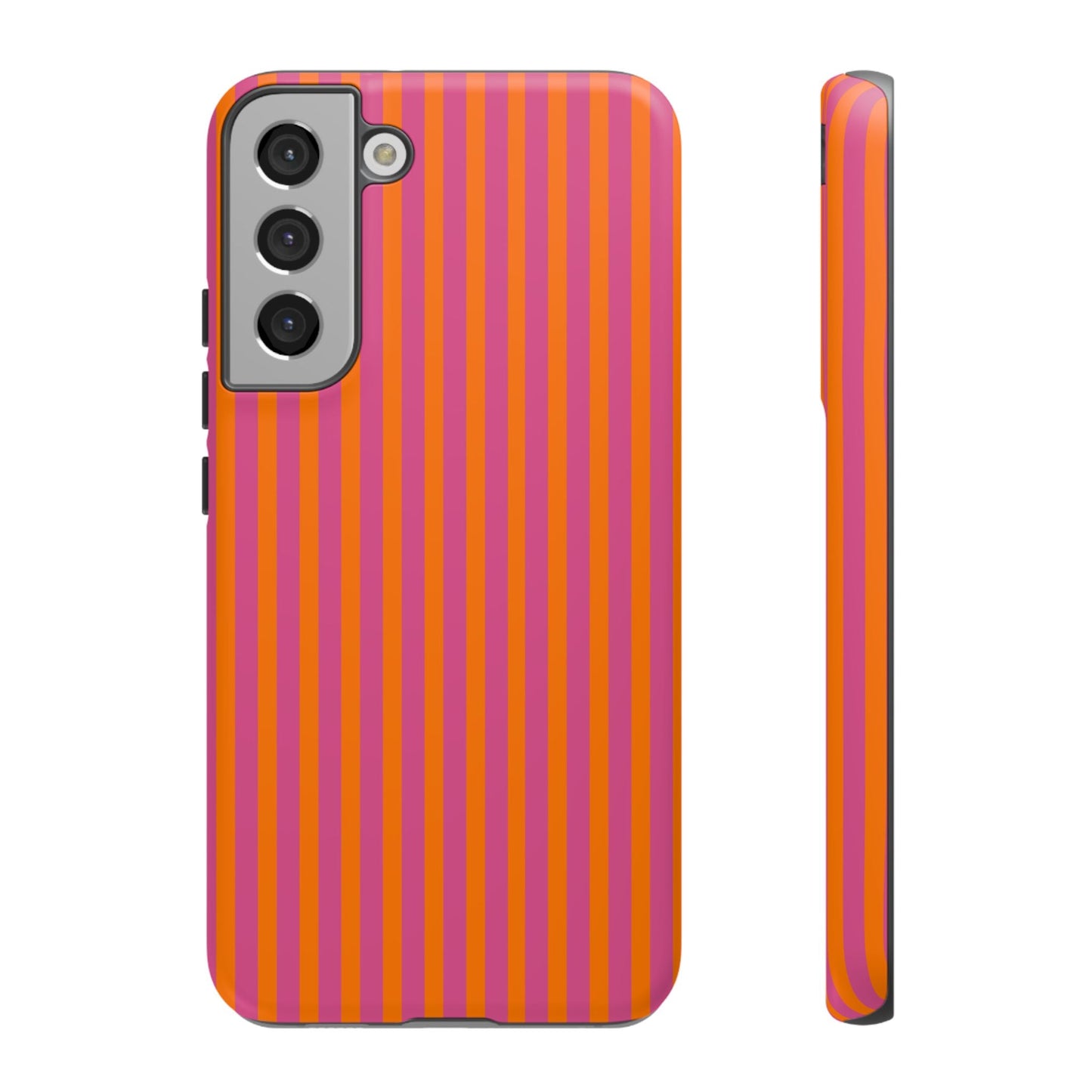 Orange and Pink Striped Tough Phone Case Cover - Samsung Galaxy S22 Plus / Matte - Phone Case