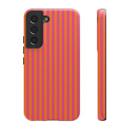 Orange and Pink Striped Tough Phone Case Cover - Samsung Galaxy S22 / Matte - Phone Case