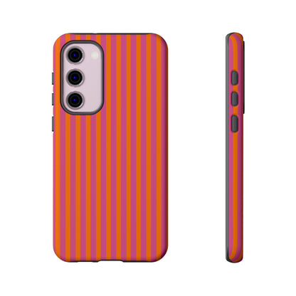 Orange and Pink Striped Tough Phone Case Cover - Samsung Galaxy S23 Plus / Matte - Phone Case