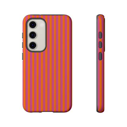 Orange and Pink Striped Tough Phone Case Cover - Samsung Galaxy S23 / Glossy - Phone Case