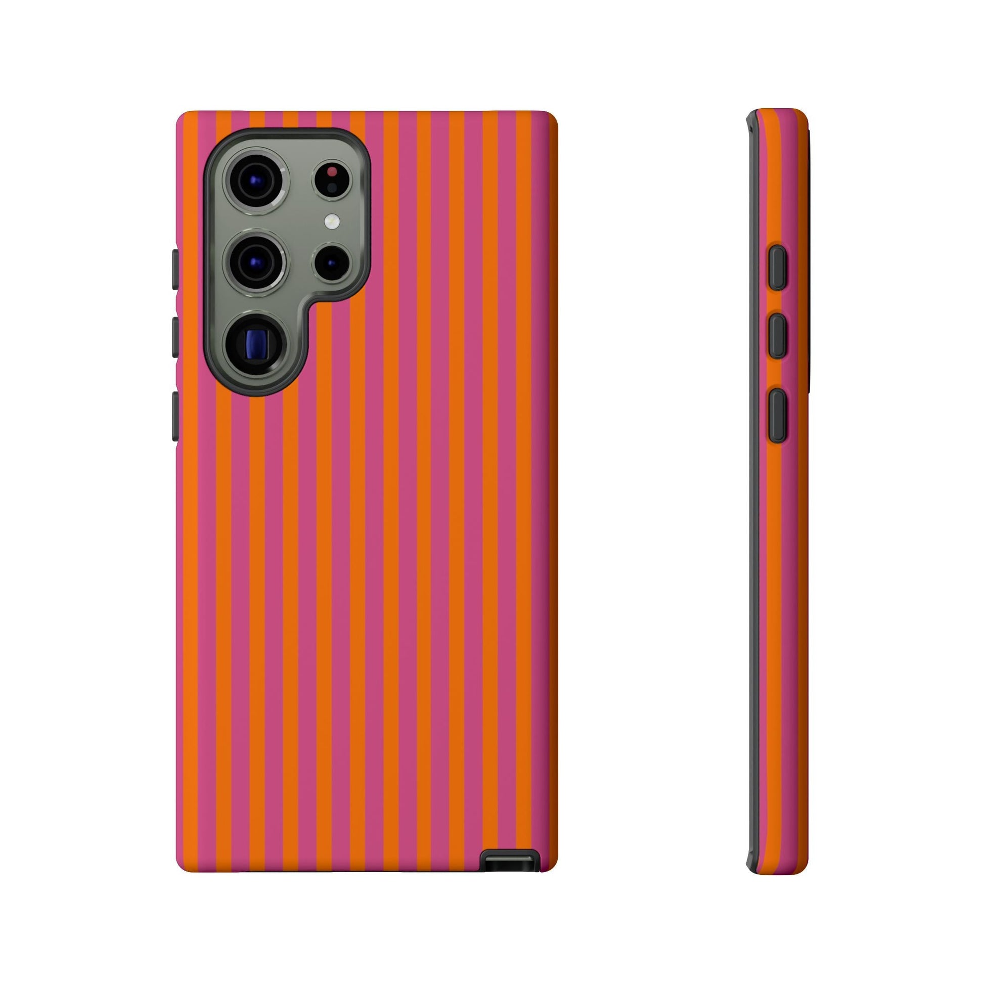 Orange and Pink Striped Tough Phone Case Cover - Samsung Galaxy S23 Ultra / Matte - Phone Case