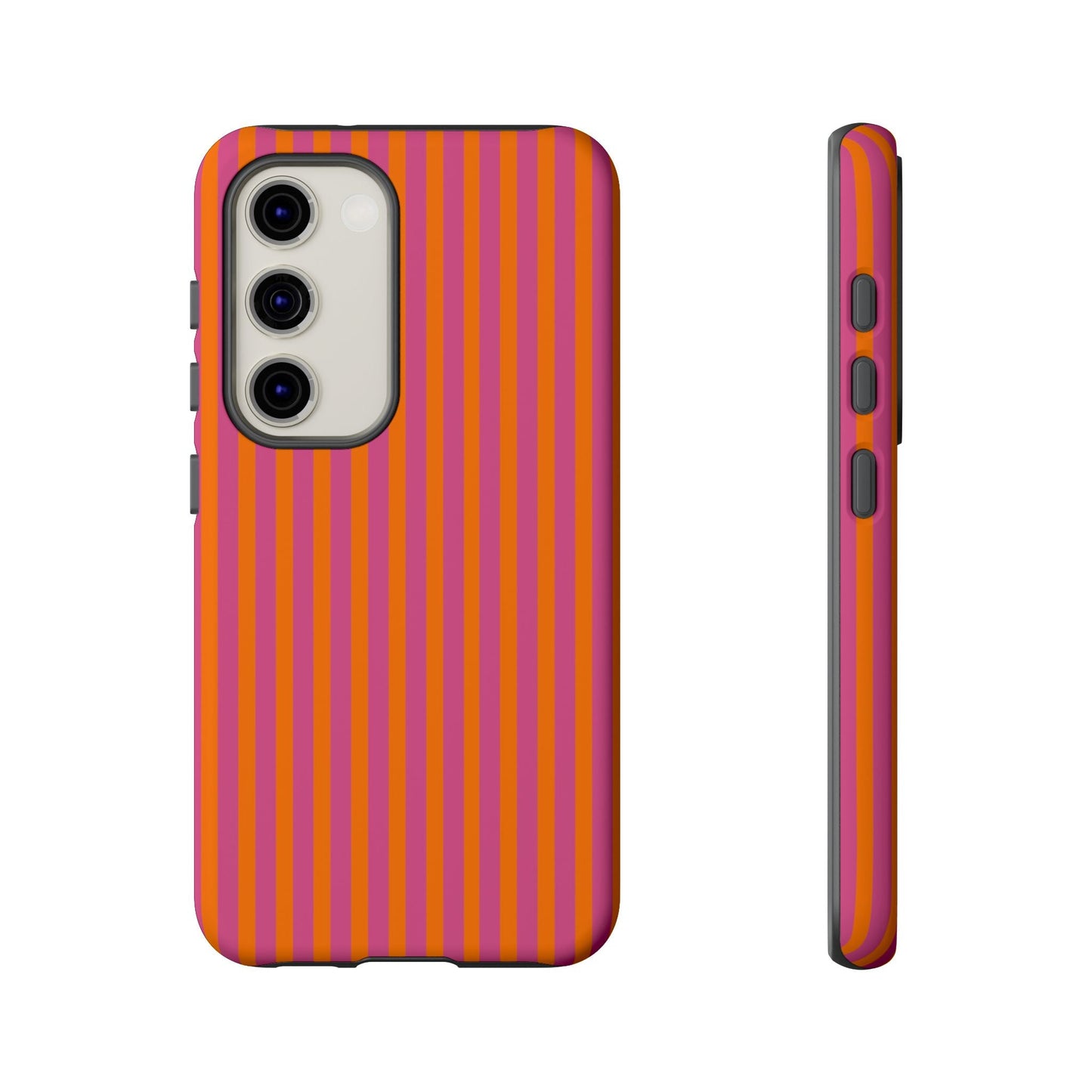 Orange and Pink Striped Tough Phone Case Cover - Samsung Galaxy S23 / Matte - Phone Case