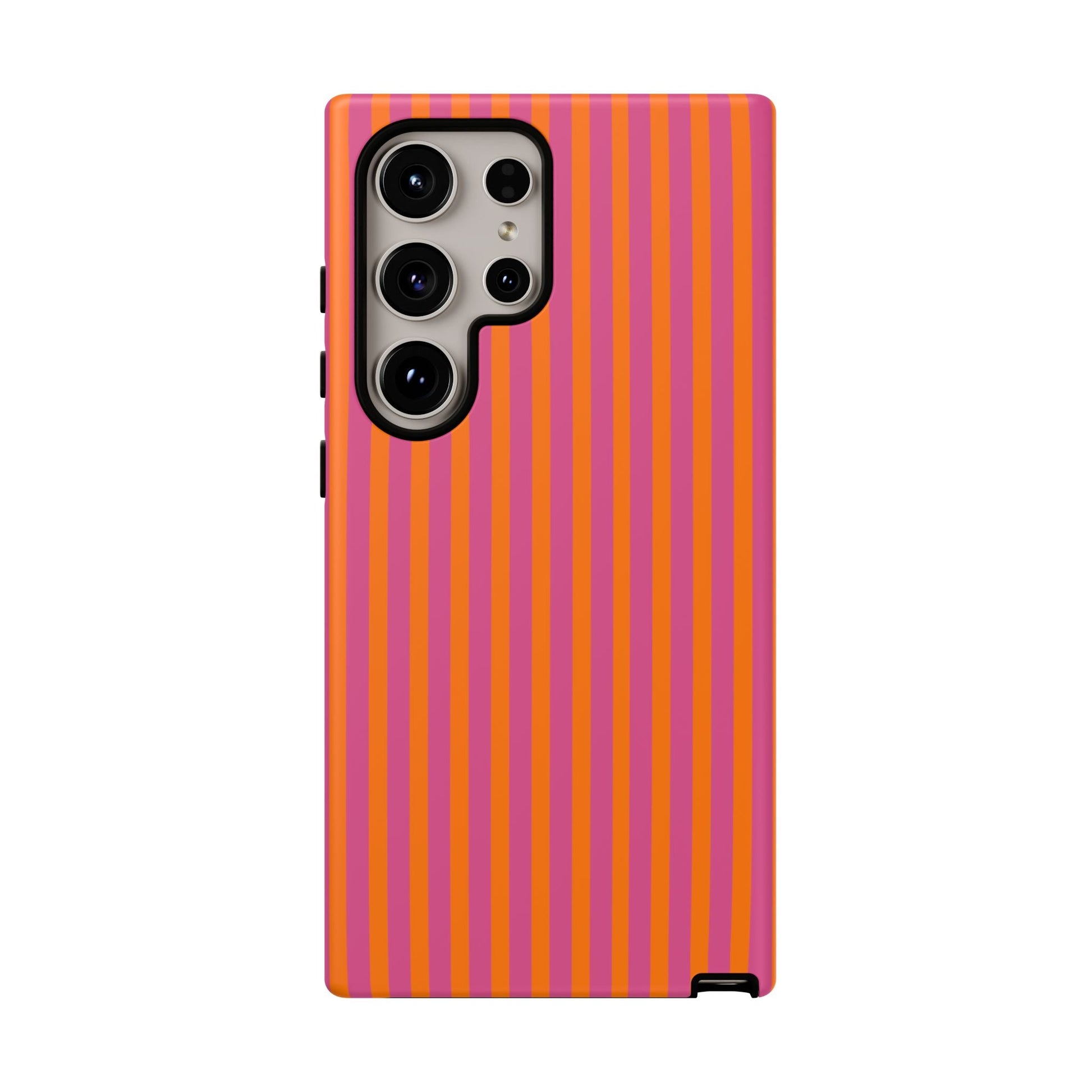 Orange and Pink Striped Tough Phone Case Cover - Samsung Galaxy S24 Ultra / Matte - Phone Case