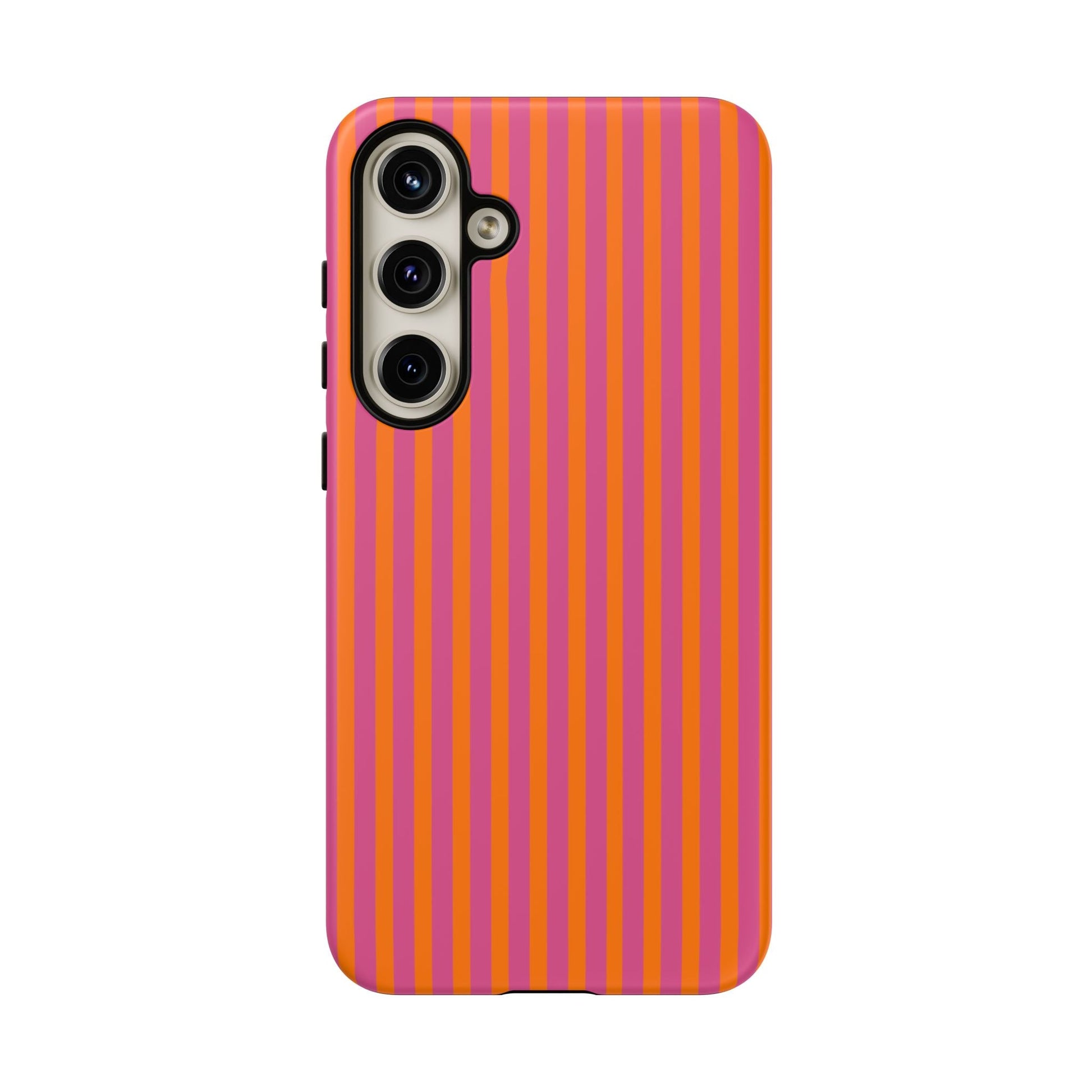 Orange and Pink Striped Tough Phone Case Cover - Samsung Galaxy S24 Plus / Matte - Phone Case