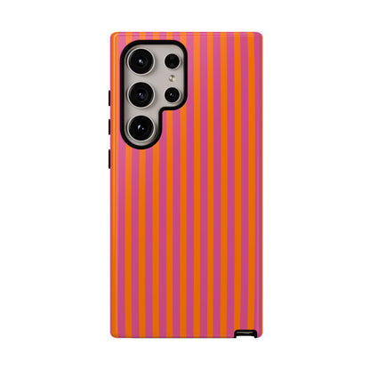 Orange and Pink Striped Tough Phone Case Cover - Samsung Galaxy S24 Ultra / Glossy - Phone Case