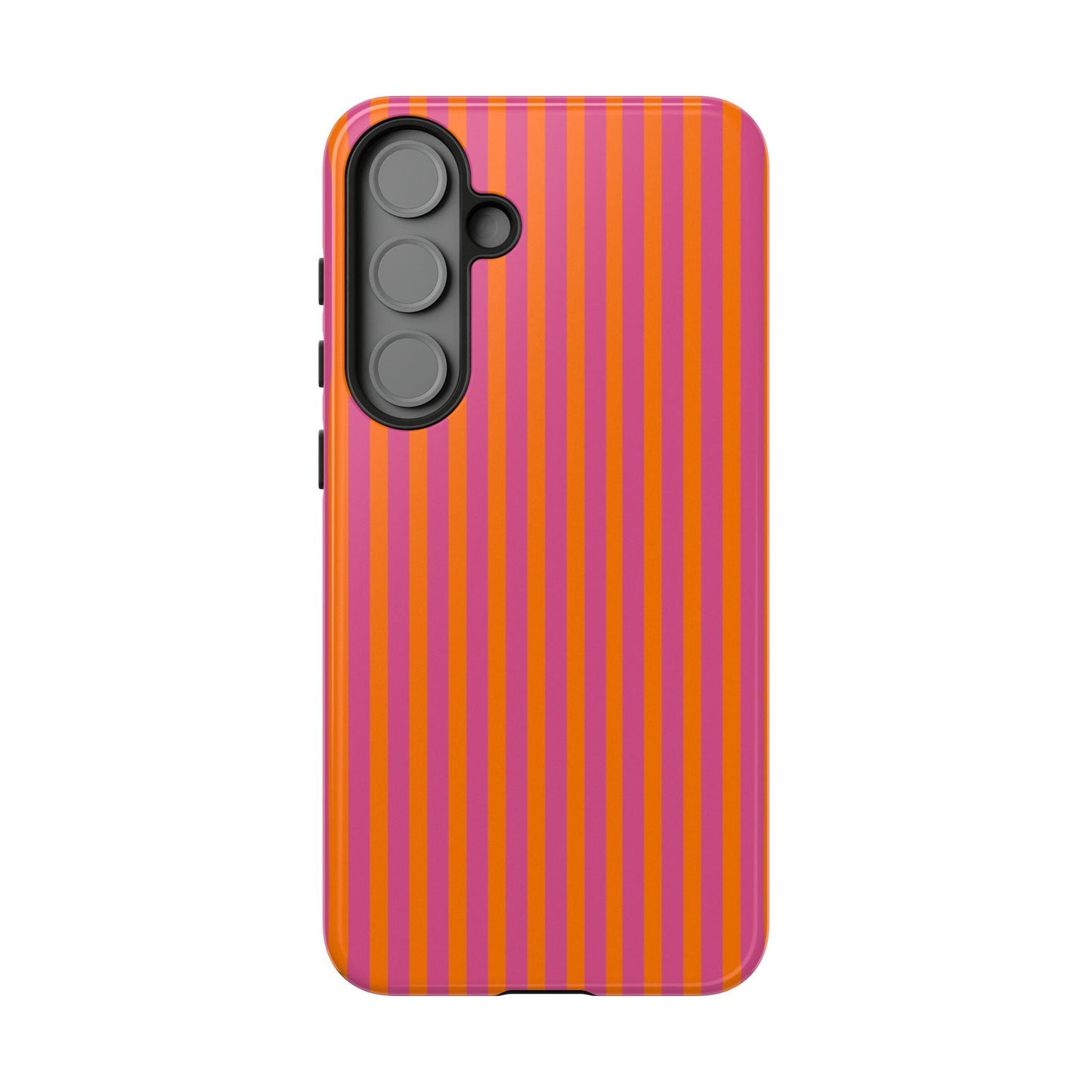 Orange and Pink Striped Tough Phone Case Cover - Samsung Galaxy S25 Plus / Glossy - Phone Case