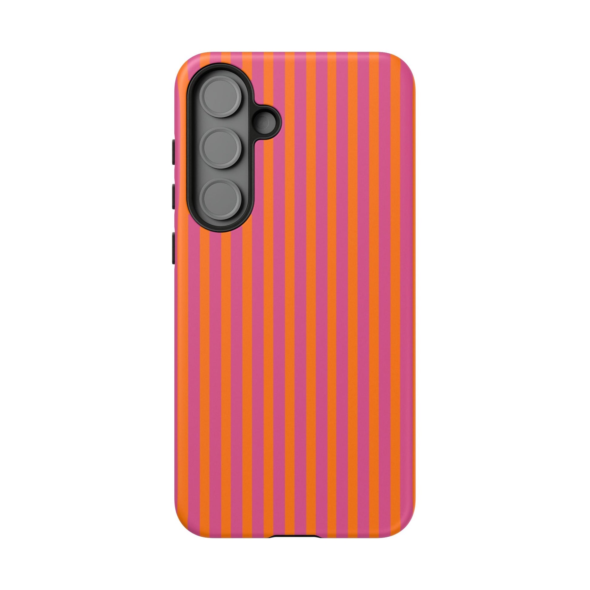 Orange and Pink Striped Tough Phone Case Cover - Samsung Galaxy S25 Plus / Matte - Phone Case