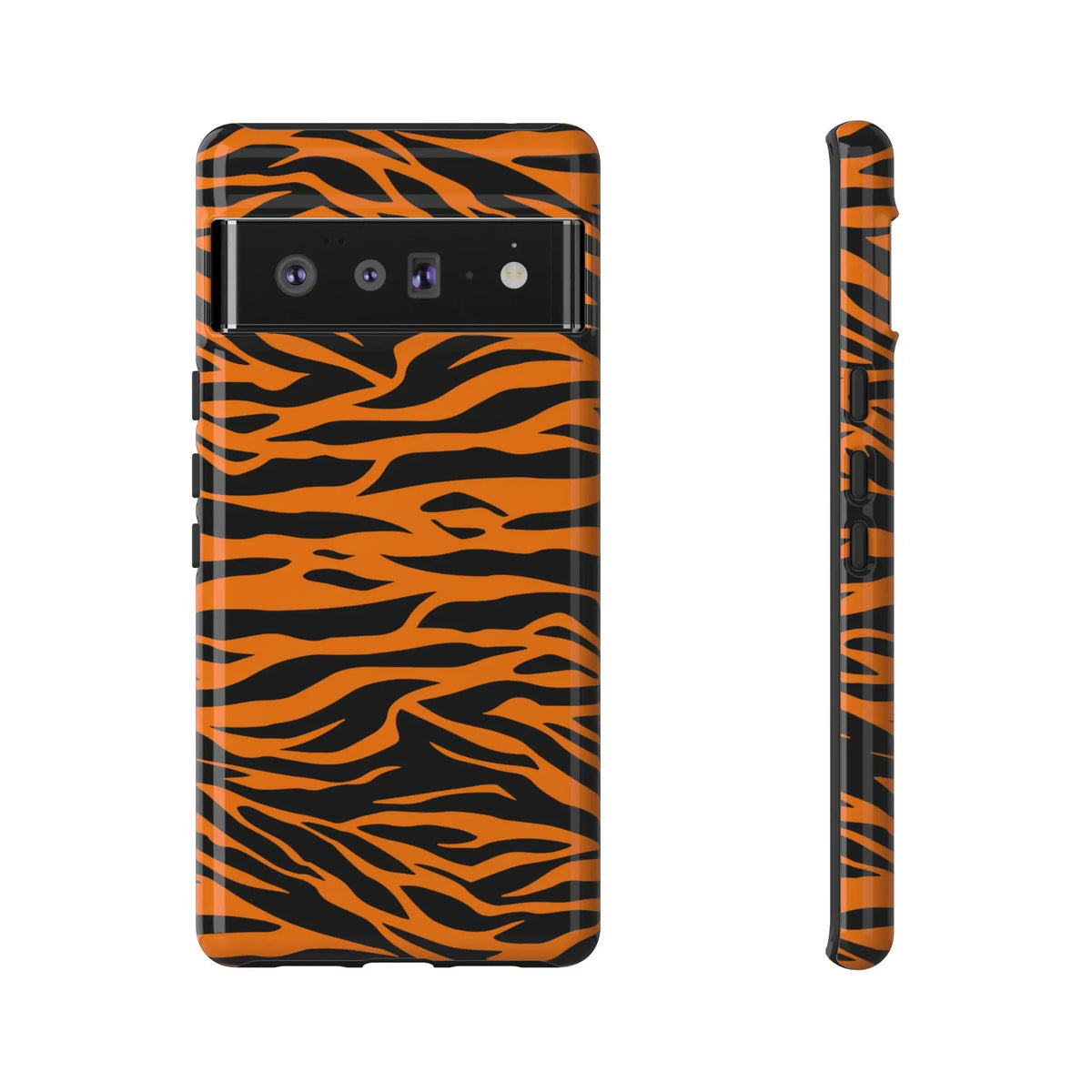 Back side of orange cute wild tiger print pattern phone case for iphone galaxy s and pixel mobile phone cases