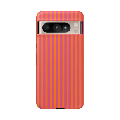 Orange Pink Striped Tough Phone Cases - Google Pixel 8 Pro / Matte - Phone Case