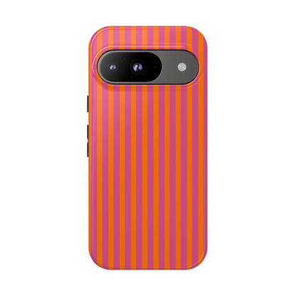 Orange Pink Striped Tough Phone Cases - Google Pixel 9 / Glossy - Phone Case