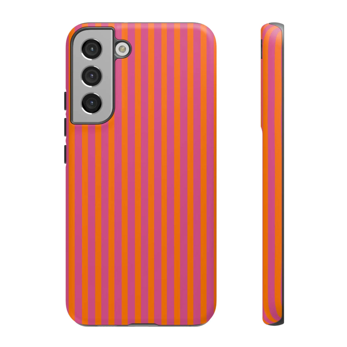 Orange Pink Striped Tough Phone Cases - Samsung Galaxy S22 Plus / Matte - Phone Case
