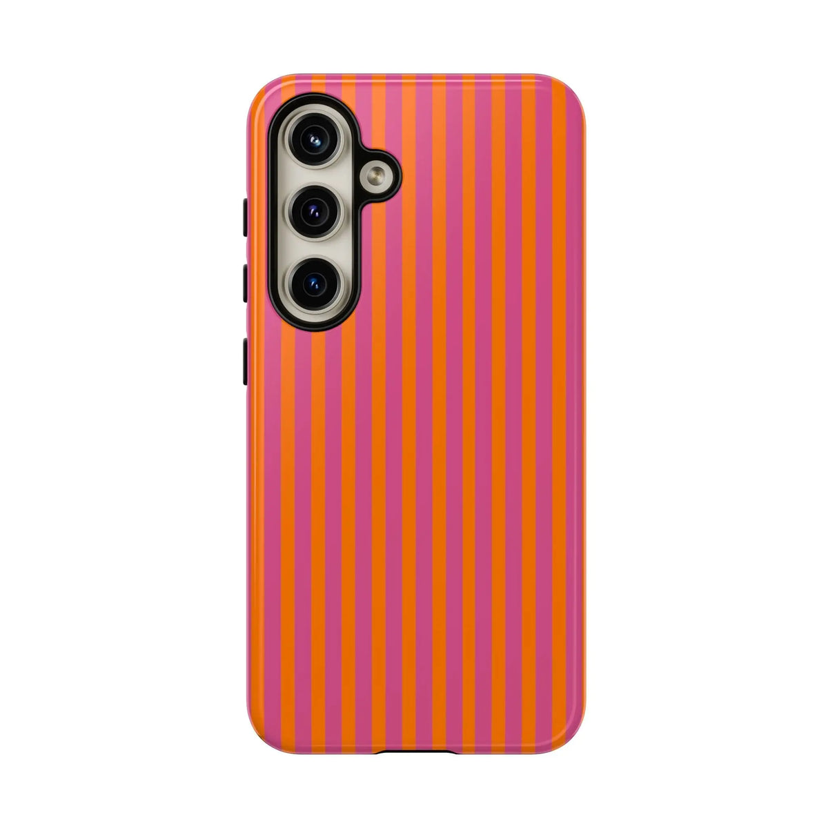 Orange Pink Striped Tough Phone Cases - Samsung Galaxy S24 / Glossy - Phone Case