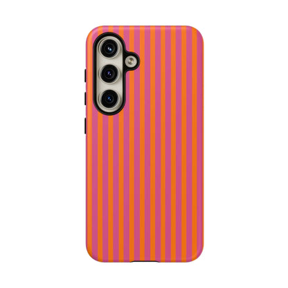 Orange Pink Striped Tough Phone Cases - Samsung Galaxy S24 / Matte - Phone Case
