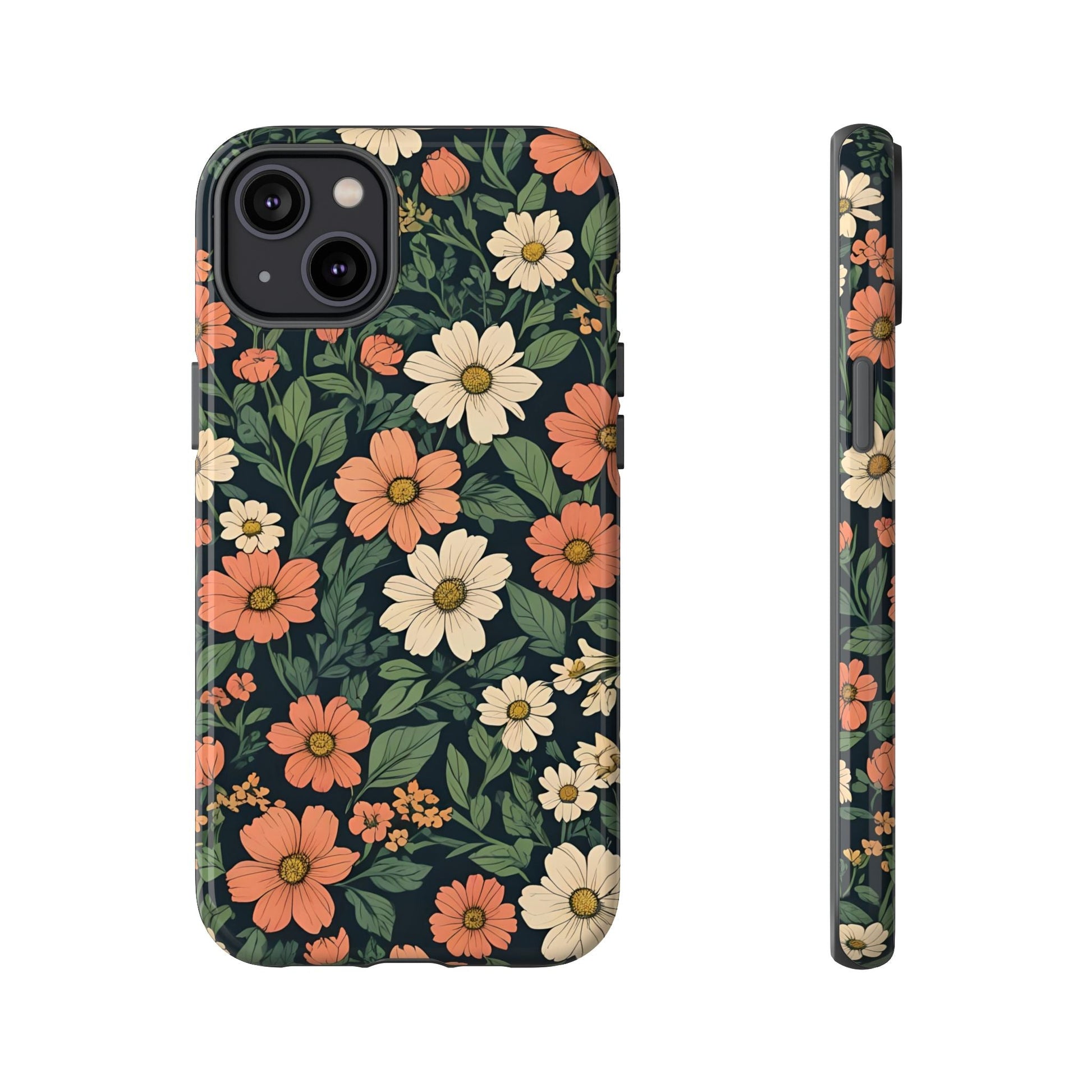 Orange & White Floral Phone Case - Elegant Protection for iPhone, Samsung, and Google Phones