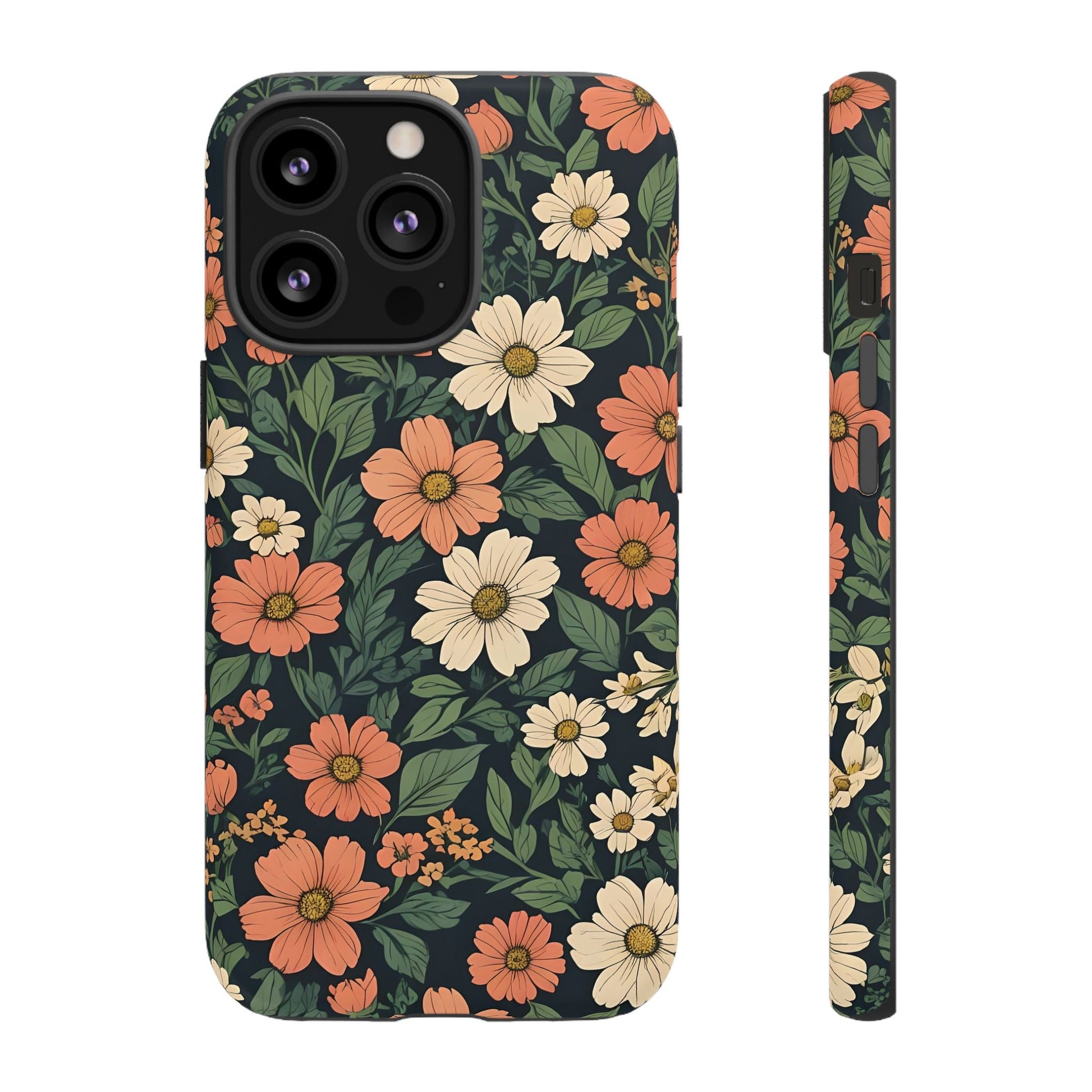 Orange & White Floral Phone Case - Elegant Protection for iPhone, Samsung, and Google Phones