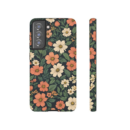 Orange & White Floral Phone Case - Elegant Protection for iPhone, Samsung, and Google Phones