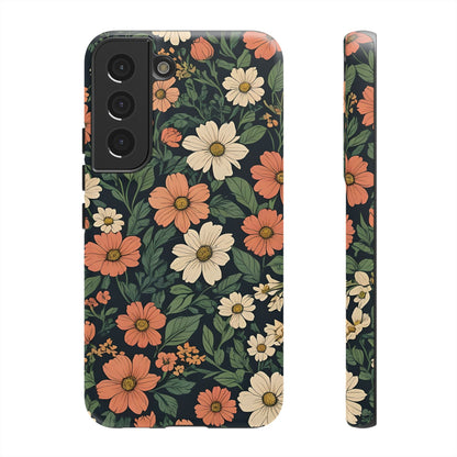 Orange & White Floral Phone Case - Elegant Protection for iPhone, Samsung, and Google Phones