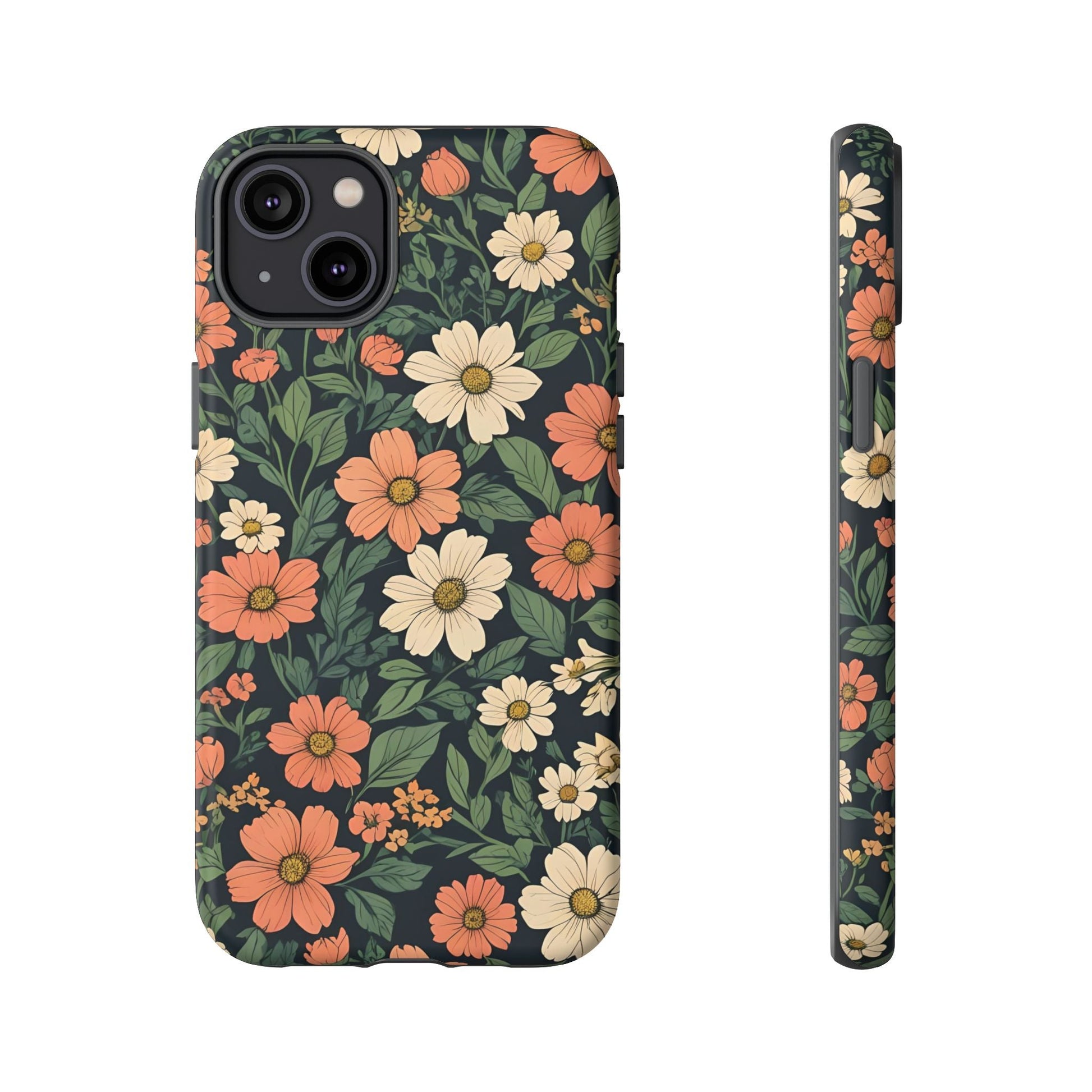 Orange & White Floral Phone Case - Elegant Protection for iPhone, Samsung, and Google Phones