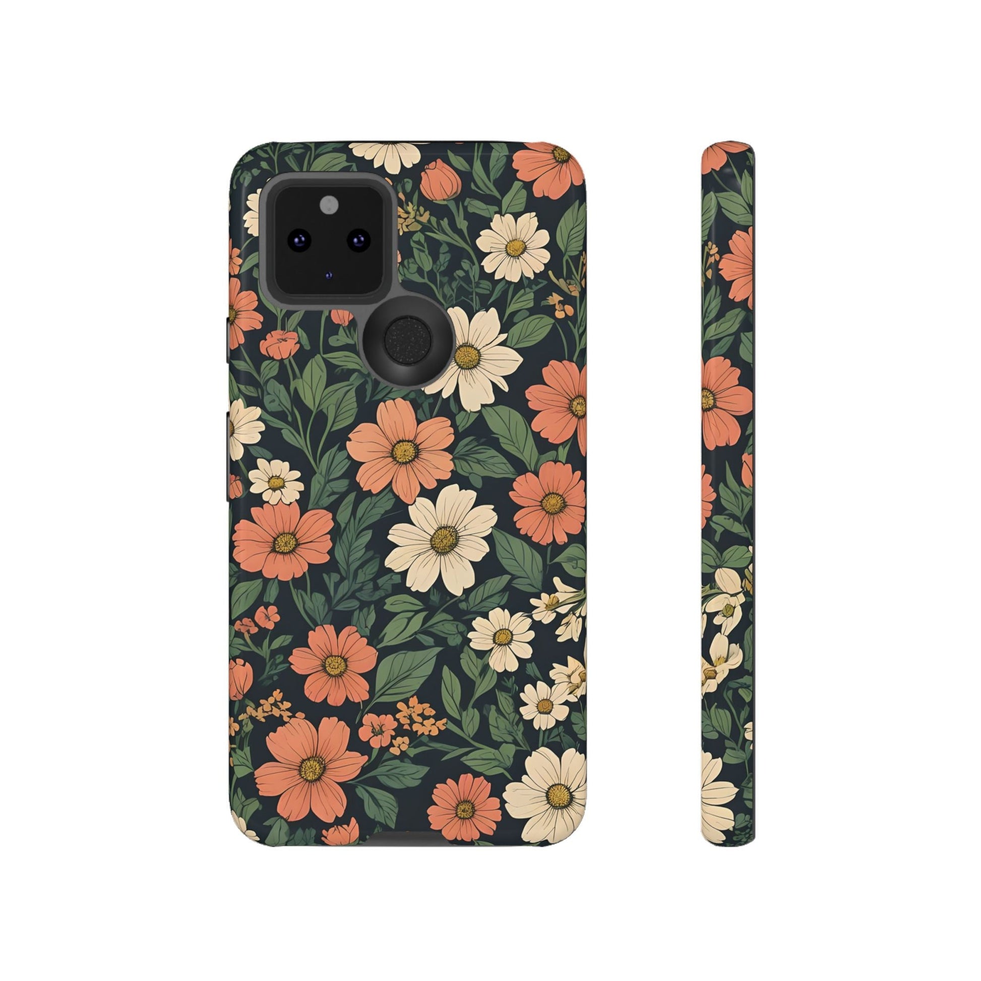 Orange & White Floral Phone Case - Elegant Protection for iPhone, Samsung, and Google Phones