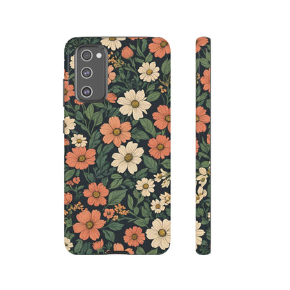 Orange & White Floral Phone Case - Elegant Protection for iPhone, Samsung, and Google Phones