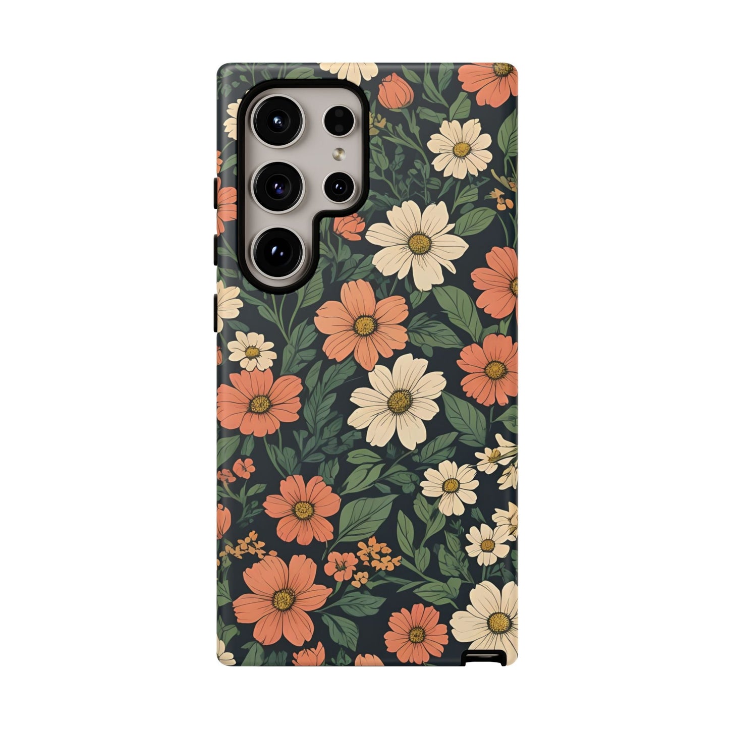 Orange & White Floral Phone Case - Elegant Protection for iPhone, Samsung, and Google Phones