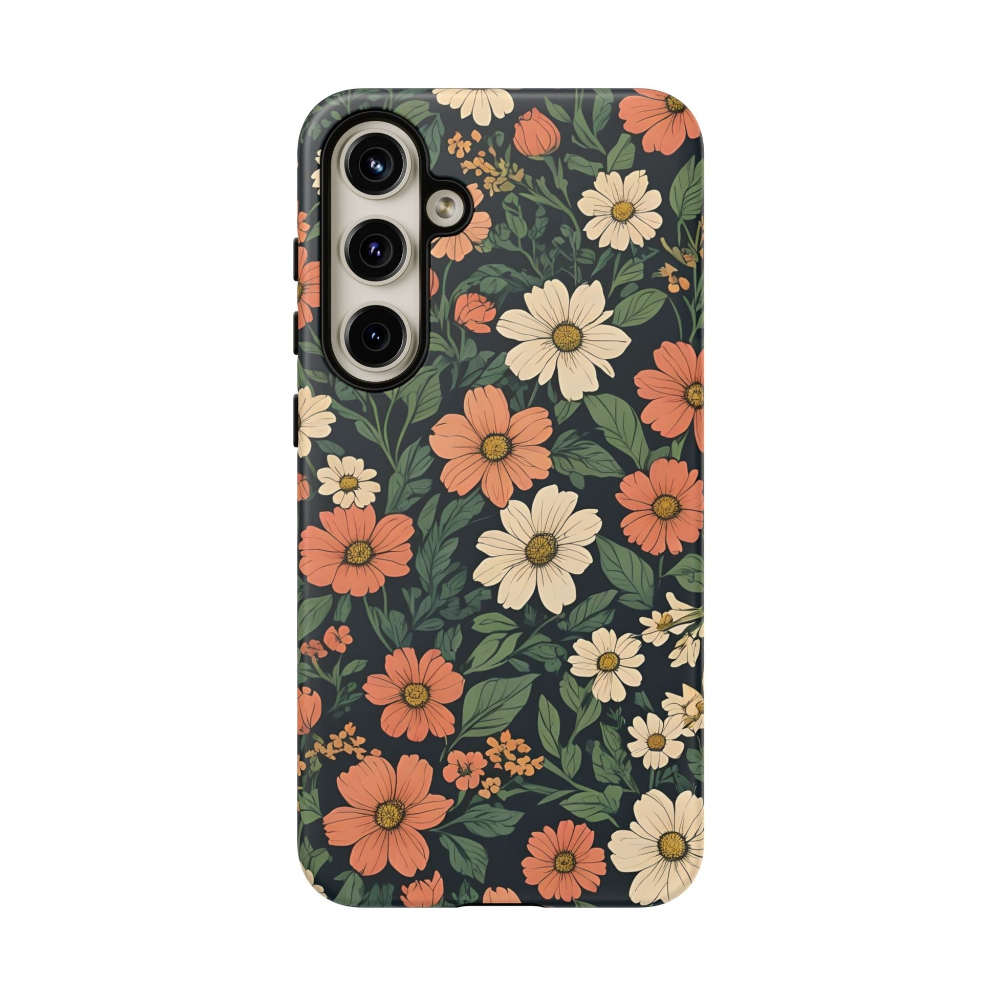 Orange & White Floral Phone Case - Elegant Protection for iPhone, Samsung, and Google Phones