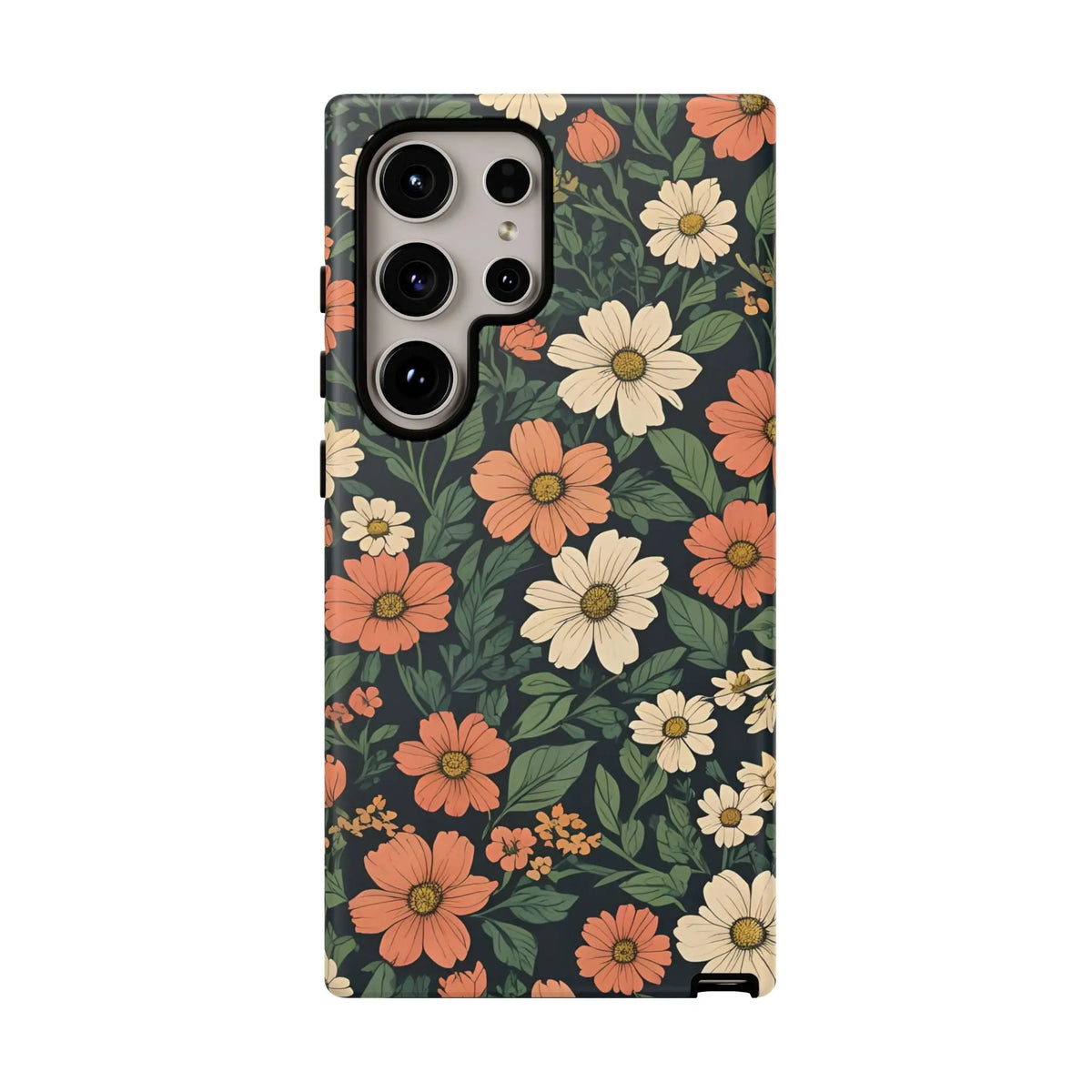 Orange & White Floral Phone Case Elegant Protection - Samsung Galaxy S24 Ultra / Matte - Mobile Phone Cases