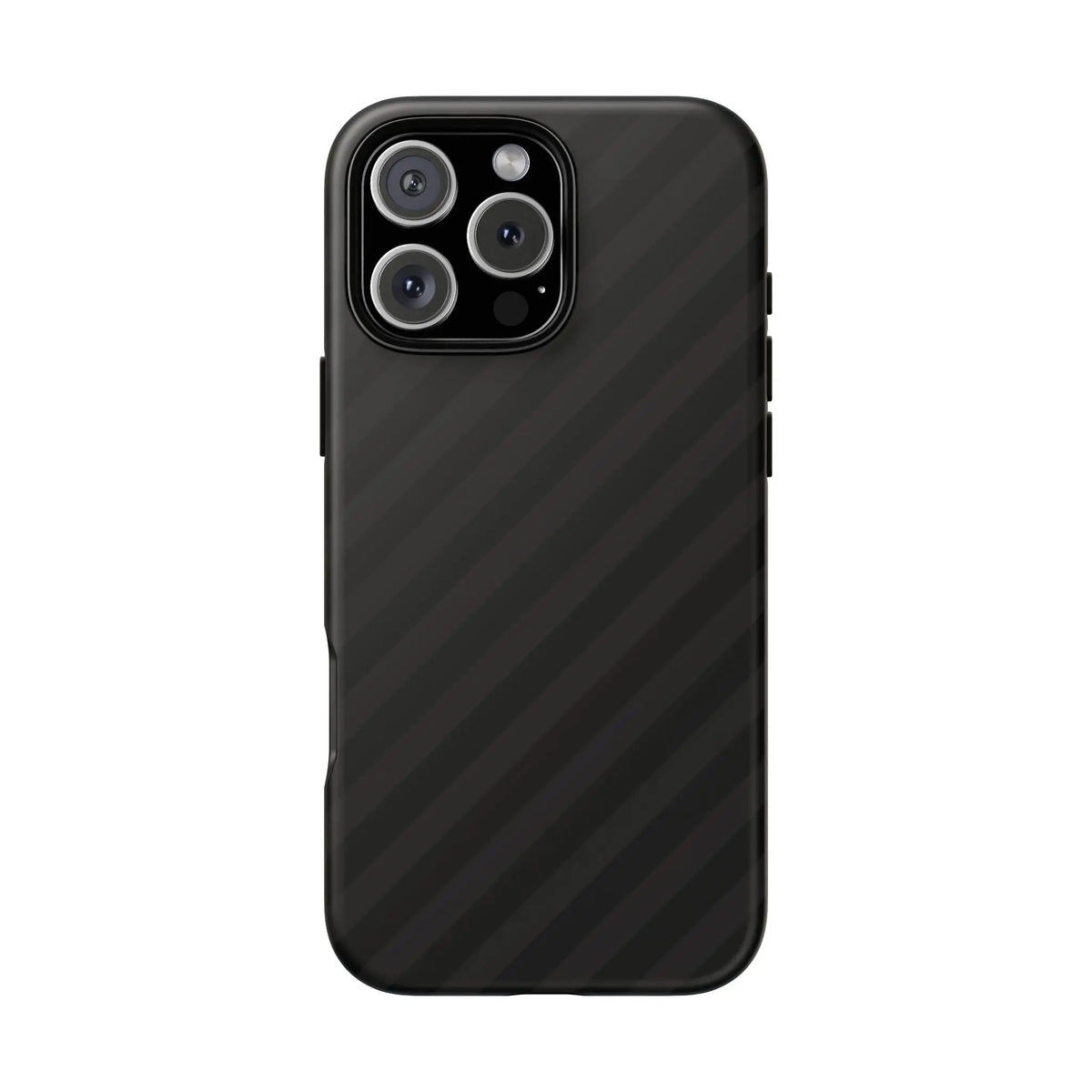 Black carbon fiber-patterned phone case with black diagonal pattern tough gloss finish shown from the back side