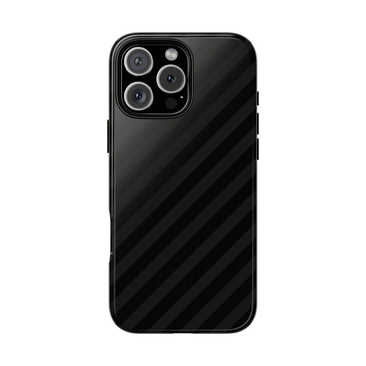Back side of black diagonal pattern tough phone case with glossy finish for iphone samsung and google pixel