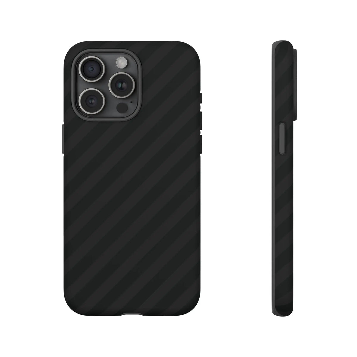 Back side of a black carbon fiber phone case with black diagonal pattern tough gloss finish for iphone samsung pixel