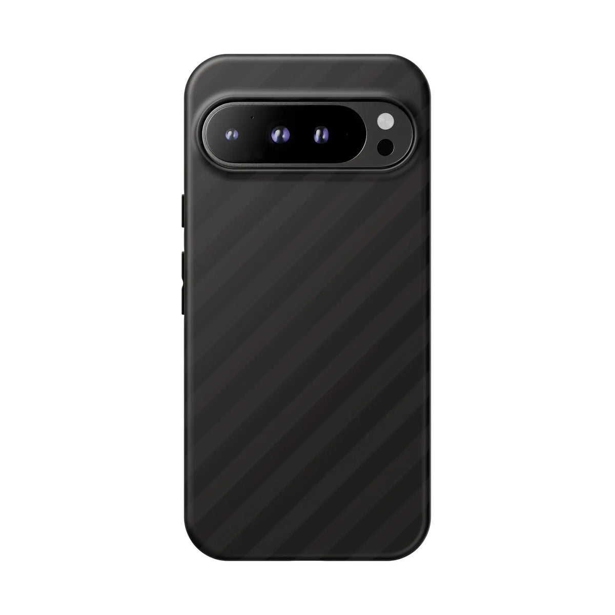 Black carbon fiber phone case with a sleek modern design featuring a black diagonal pattern tough gloss finish on back