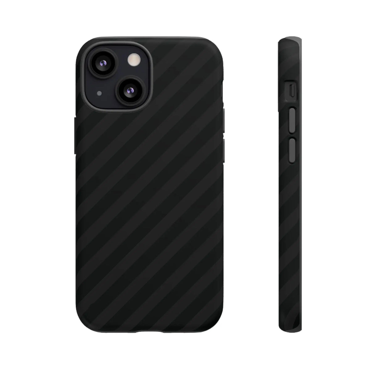 Black carbon fiber-patterned phone case with diagonal pattern tough gloss finish showing back side design