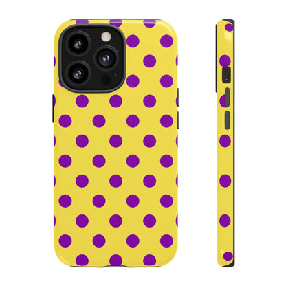 Phone Case - Bright Yellow with Purple Dots - iPhone 13 Pro / Glossy - Phone Case