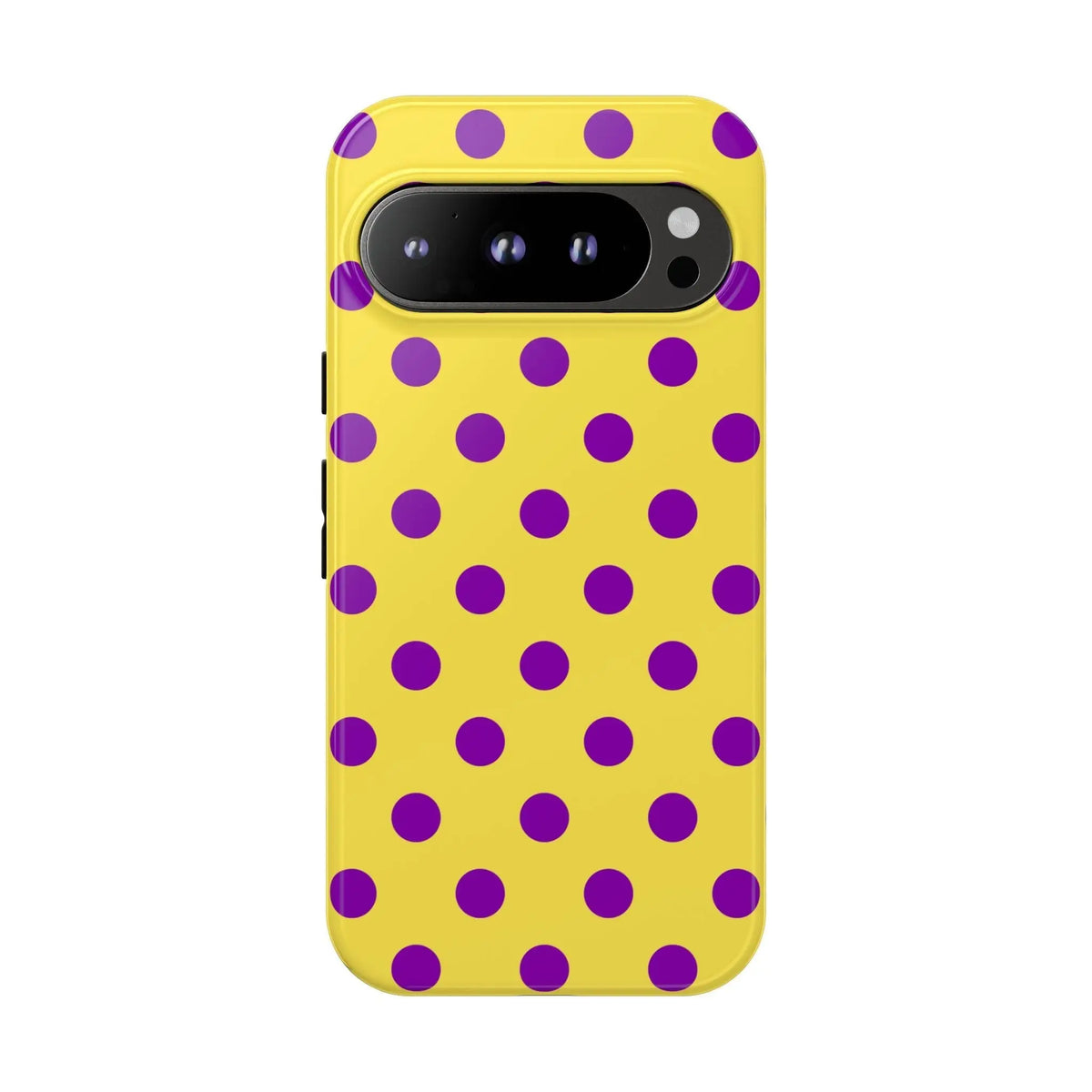 Phone Case - Bright Yellow with Purple Dots - Google Pixel 9 Pro / Glossy - Phone Case
