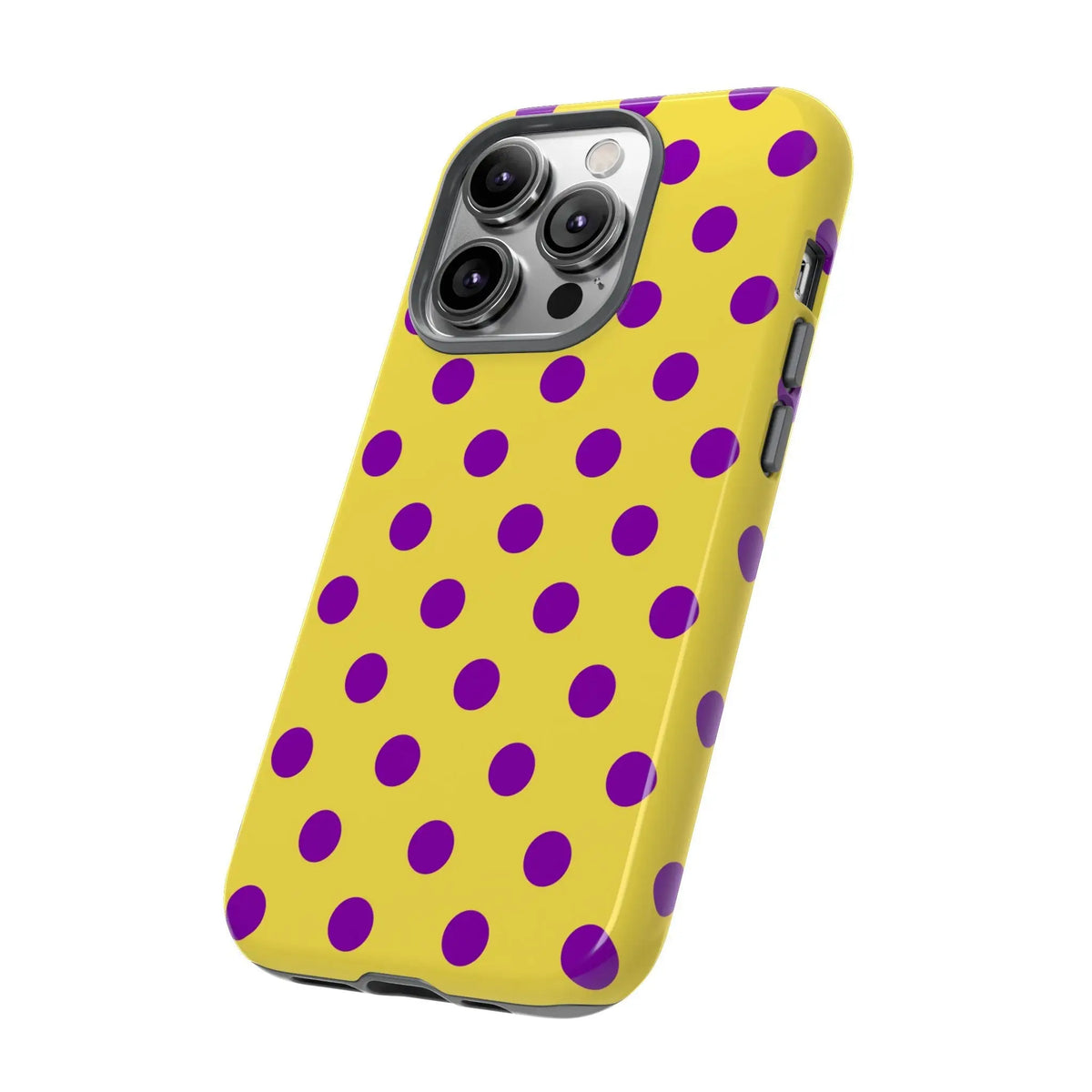 Phone Case - Bright Yellow with Purple Dots - Phone Case
