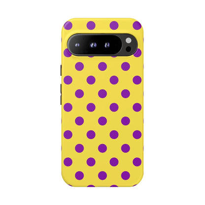 Phone Case - Bright Yellow with Purple Dots - Google Pixel 9 Pro XL / Matte - Phone Case
