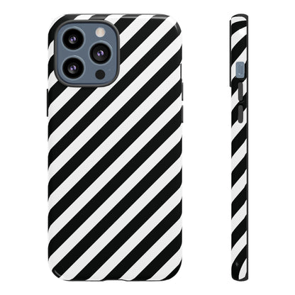 Phone Case High Gloss Black and White Diagonal Tough Case Protective Cover Sleek Cell Phone Case Modern Smartphone