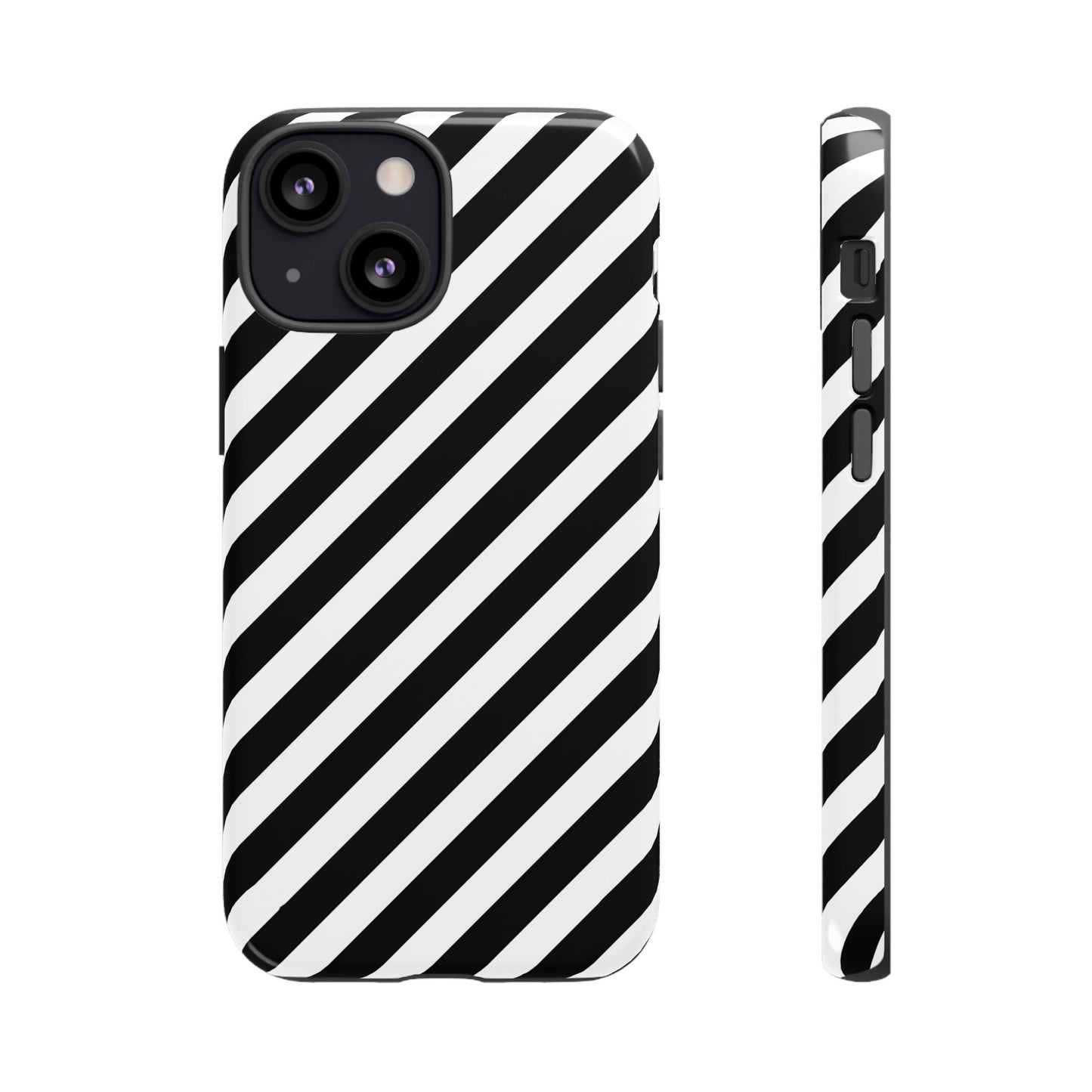 Phone Case High Gloss Black and White Diagonal Tough Case Protective Cover Sleek Cell Phone Case Modern Smartphone