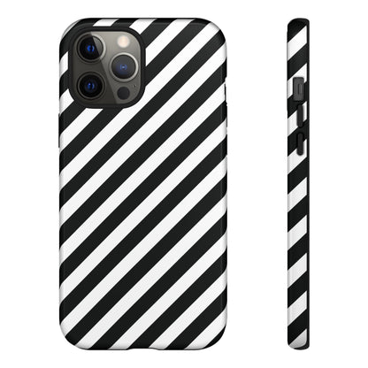 Phone Case High Gloss Black and White Diagonal Tough Case Protective Cover Sleek Cell Phone Case Modern Smartphone