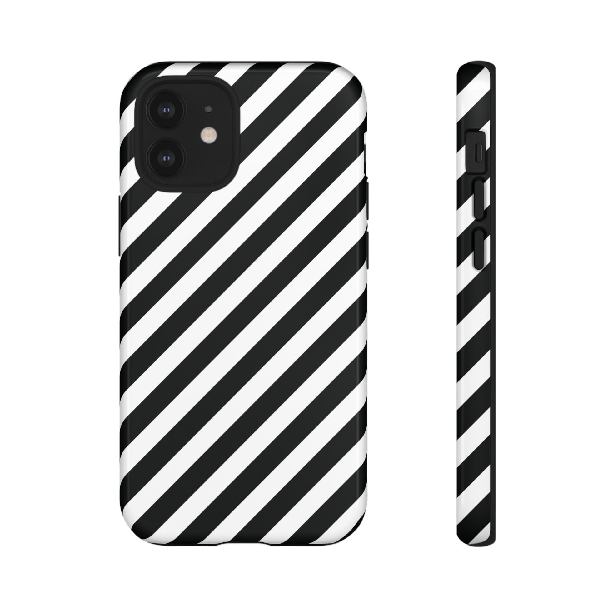 Phone Case High Gloss Black and White Diagonal Tough Case Protective Cover Sleek Cell Phone Case Modern Smartphone