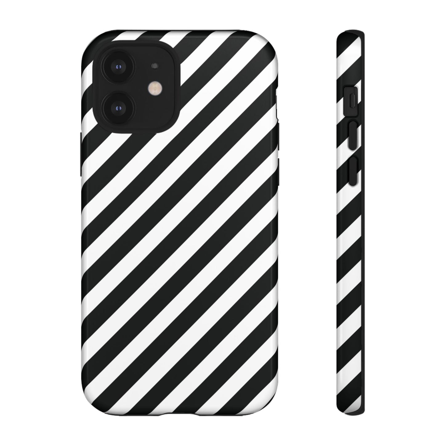 Phone Case High Gloss Black and White Diagonal Tough Case Protective Cover Sleek Cell Phone Case Modern Smartphone